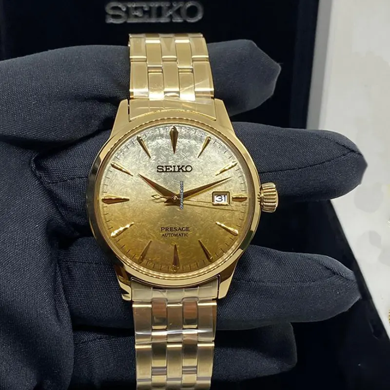 Seiko Presage Cocktail Time Automatic Gold Dial Men's Watch- SRPK46